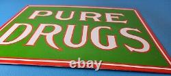 Vintage Pure Drugs Porcelain General Store Gas Service Station Pharmacy Sign