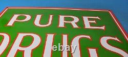 Vintage Pure Drugs Porcelain General Store Gas Service Station Pharmacy Sign