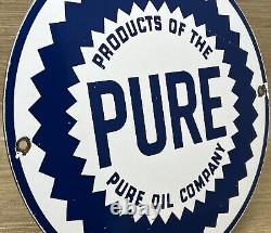 Vintage Pure Gasoline Porcelain Sign Gas Station Pump Plate Motor Oil Service