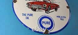 Vintage Pure Oil Co Porcelain Betty Boop Service Station Gas Pump Plate Sign
