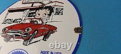 Vintage Pure Oil Co Porcelain Betty Boop Service Station Gas Pump Plate Sign