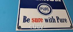 Vintage Pure Oil Co Sign Texas Gas Service Station Pump Porcelain Sign