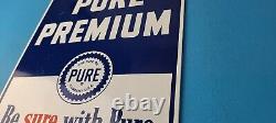 Vintage Pure Oil Co Sign Texas Gas Service Station Pump Porcelain Sign