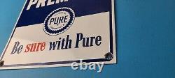 Vintage Pure Oil Co Sign Texas Gas Service Station Pump Porcelain Sign