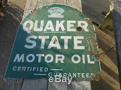 Vintage QUAKER STATE TOMBSTONE Motor Oil DSP Porcelain Lollipop Advertising SIGN