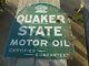 Vintage Quaker State Tombstone Motor Oil Dsp Porcelain Lollipop Advertising Sign