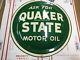 Vintage Quaker State Motor 1954 Oil Sign Round Bubble Metal 24 Button Disk