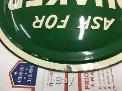Vintage Quaker State Motor 1954 Oil Sign Round Bubble Metal 24 Button Disk