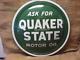 Vintage Quaker State Motor Oil Domed Sign 24 Antique Gas Station 9825