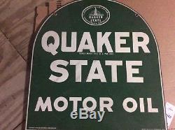 Vintage Quaker State Motor Oil Tombstone Sign Original