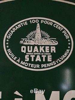 Vintage Quaker State Motor Oil Tombstone Sign Original Rare Border