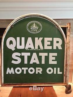 Vintage Quaker State Oil Sign Flanged Frame/ Bracket