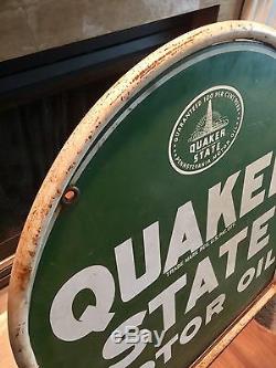 Vintage Quaker State Oil Sign Flanged Frame/ Bracket