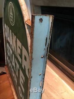 Vintage Quaker State Oil Sign Flanged Frame/ Bracket