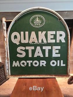 Vintage Quaker State Oil Sign Flanged Frame/ Bracket