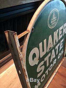 Vintage Quaker State Oil Sign Flanged Frame/ Bracket