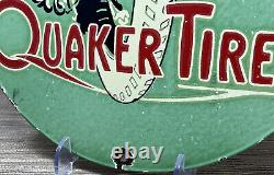Vintage Quaker Tires Porcelain Sign Gas Station Pump Motor Oil Service