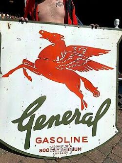 Vintage RARE LG Porcelain Mobil Socony Oil General Gas Gasoline Sign 48X48