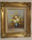 Vintage Robert Cox Canvas Painting Floral Still Life In Gold Gilded Frame