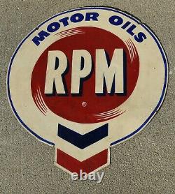 Vintage RPM MOTOR OIL GAS STATION 2-SIDED ADVERTISING SIGN