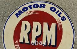 Vintage RPM MOTOR OIL GAS STATION 2-SIDED ADVERTISING SIGN