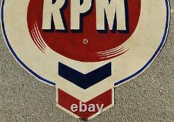 Vintage RPM MOTOR OIL GAS STATION 2-SIDED ADVERTISING SIGN