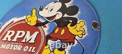 Vintage RPM Motor Oil Porcelain Mickey Mouse Walt Disney Service Gas Pump Sign