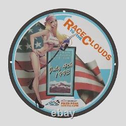 Vintage Raceclouds Chevrolet 1993 Oil Porcelain Gas Pump Sign
