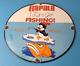 Vintage Rapala Fishing Lures Ad Sign Chilly Willy Porcelain Gas Pump Sign