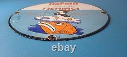 Vintage Rapala Fishing Lures Ad Sign Chilly Willy Porcelain Gas Pump Sign
