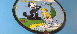 Vintage Rapala Fishing Lures Ad Sign Felix the Cat Porcelain Gas Pump Sign