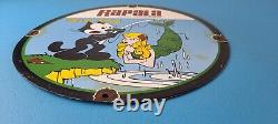 Vintage Rapala Fishing Lures Ad Sign Felix the Cat Porcelain Gas Pump Sign