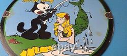 Vintage Rapala Fishing Lures Ad Sign Felix the Cat Porcelain Gas Pump Sign