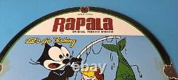 Vintage Rapala Fishing Lures Ad Sign Felix the Cat Porcelain Gas Pump Sign