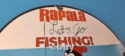 Vintage Rapala Fishing Lures Porcelain Chilly Willy Tackle Service Gas Pump Sign
