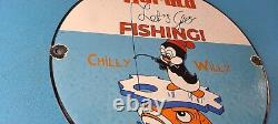 Vintage Rapala Fishing Lures Porcelain Chilly Willy Tackle Service Gas Pump Sign