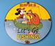 Vintage Rapala Sign Mickey Mouse Pluto Fishing Tackle Lures Gas Oil Pump Sign