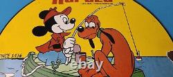 Vintage Rapala Sign Mickey Mouse Pluto Fishing Tackle Lures Gas Oil Pump Sign