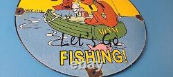 Vintage Rapala Sign Mickey Mouse Pluto Fishing Tackle Lures Gas Oil Pump Sign