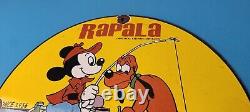 Vintage Rapala Sign Mickey Mouse Pluto Fishing Tackle Lures Gas Oil Pump Sign