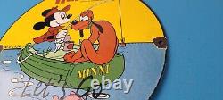 Vintage Rapala Sign Mickey Mouse Pluto Fishing Tackle Lures Gas Oil Pump Sign