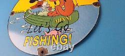 Vintage Rapala Sign Mickey Mouse Pluto Fishing Tackle Lures Gas Oil Pump Sign