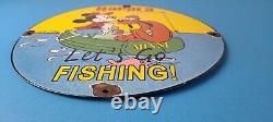 Vintage Rapala Sign Mickey Mouse Pluto Fishing Tackle Lures Gas Oil Pump Sign