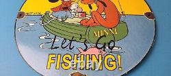Vintage Rapala Sign Mickey Mouse Pluto Fishing Tackle Lures Gas Oil Pump Sign
