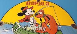 Vintage Rapala Sign Mickey Mouse Pluto Fishing Tackle Lures Gas Oil Pump Sign