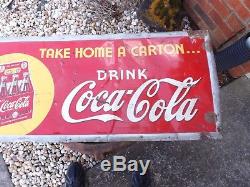 Vintage Rare Coca-Cola Coke 1940 Metal Carton Sign GAS OIL SODA Hard to Find