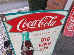 Vintage Rare Coca-Cola Coke 1950 Metal King Size with bottle Sign GAS OIL SODA