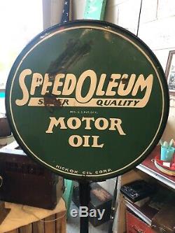 Vintage Rare Detroit Hi-Speed Porcelain Lollipop Sign Gas Oil Nice