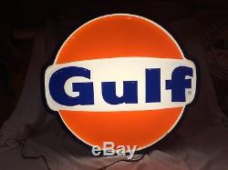 Vintage Rare GULF OIL GAS SIGN LIGHTED Original NOS IN BOX! WORKS! 