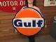 Vintage Rare Gulf Oil Gas Sign Lighted Original! Works With Extra Bulbs! 